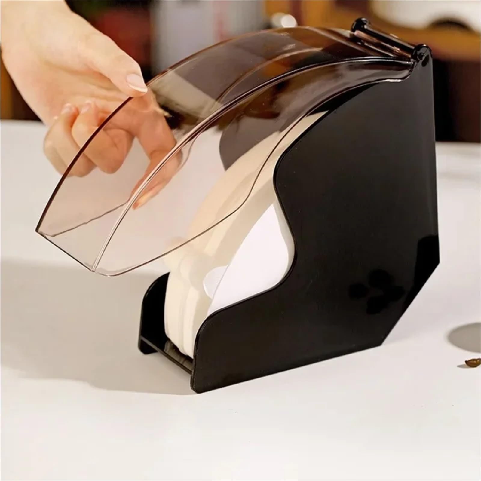 2 stücke Dispenser Kaffeefilterpapierhalter Aufbewahrungsbox Versiegelt Staubdicht Cafetera Hand Drip Coffee Kit Kaffeewerkzeuge Für Kaffeebar(White)