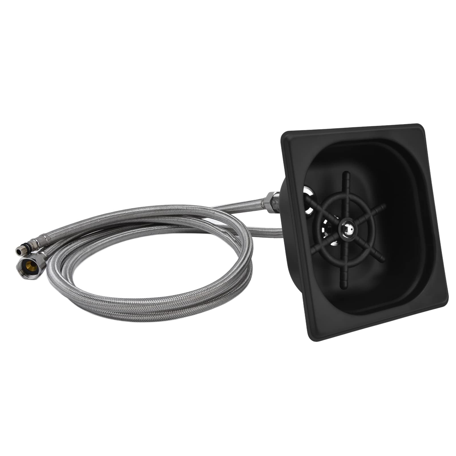 Glass Rinser Stainless Steel Automatic Cup Washer Cleaner for Bar Pub Restaurant Coffee Shop Hotel (Black)