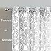 FMFUNCTEX White Grey Curtains for Living Room 84 Inch Long Damask Print Curtains Classic Floral Pattern Window Curtain Panels for Bedroom with Total Privacy Grommet Top 2 Pcs