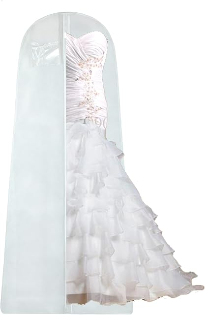Wedcova UK Wedding Dress Bag Bridal Dress Cover Bag Wedding Dress Storage Bag Bridal Long Dress Gown Garment Bag (White)