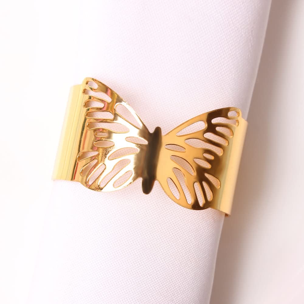 12 Stück Schmetterlingsblatt Serviettenring Mode Schmetterling Serviettenring Blatt Tier Serviettenschnalle (Gold Einheitsgröße)