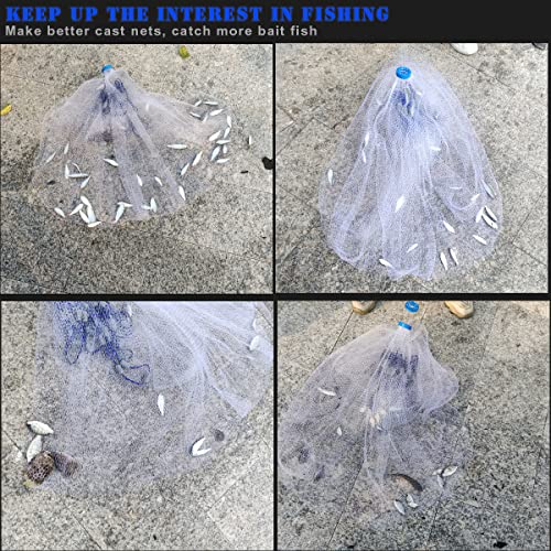 Drasry Saltwater Fishing Cast Net 1/4 Or 3/8 Mesh With Heavy Duty Gray Sinker American Monofilament Fish Throw Net For Bait Trap 3Ft 4Ft 5Ft 6Ft 7Ft 8Ft 9Ft Radius 3/8, 7Ft Radius /210Cm #TOP5