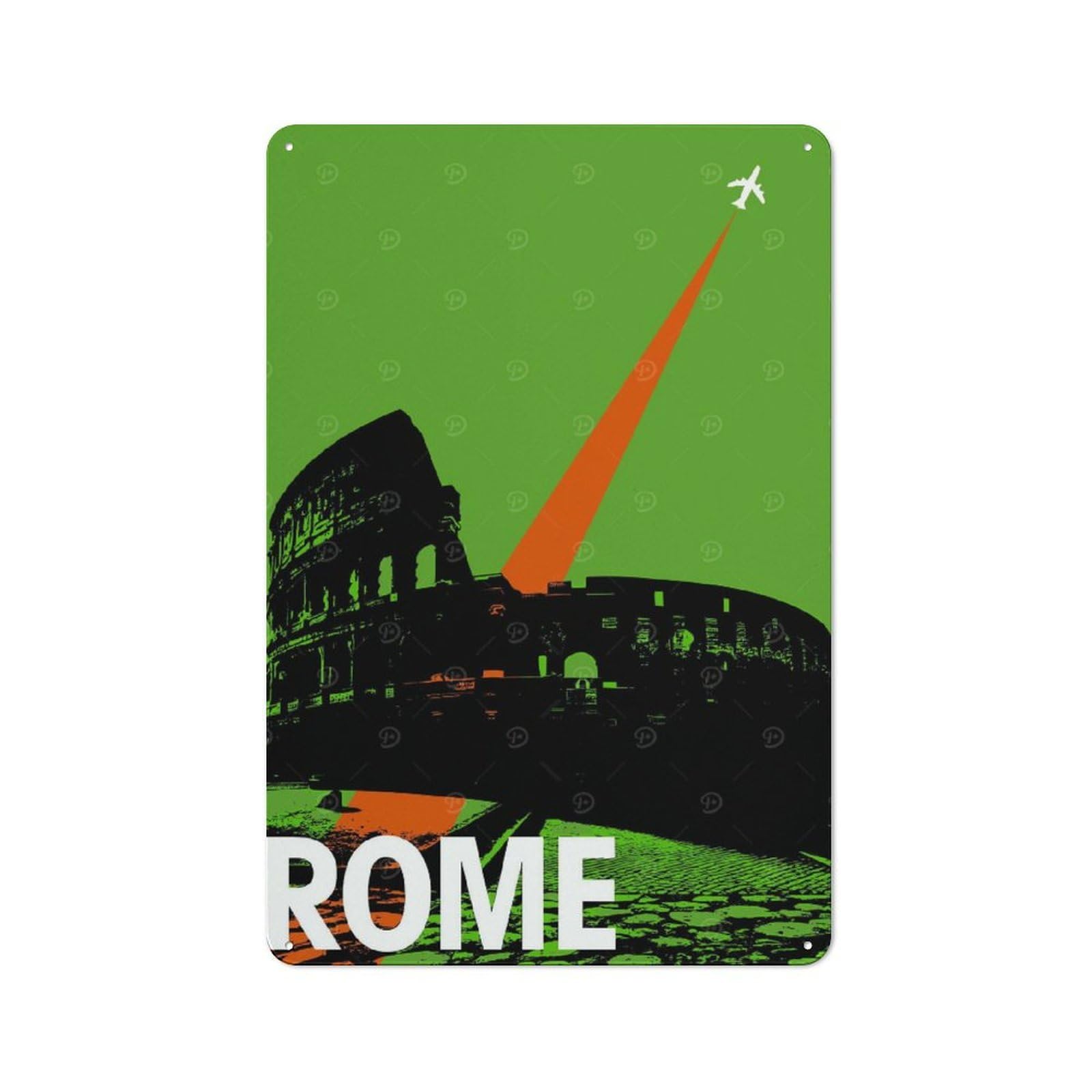 Junmoney Rome Travel Tin Sign 30X20cm With For Home Bar Wall, Vintage Decor, Wall Decoration For A Recently Updated Home Bar