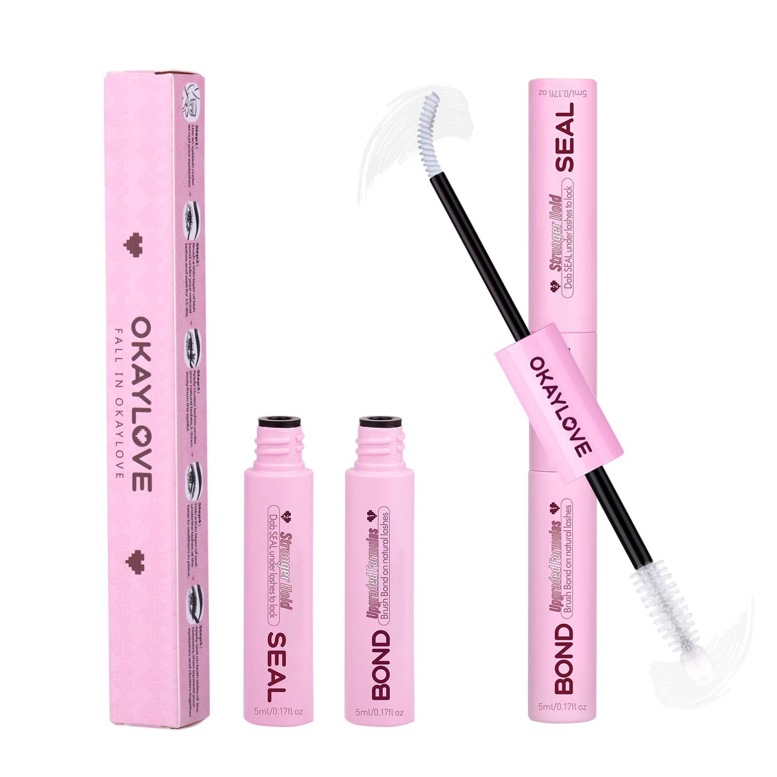 OKAYLOVE Lash Cluster Glue, Waterproof 2-in-1 Bond and Seal