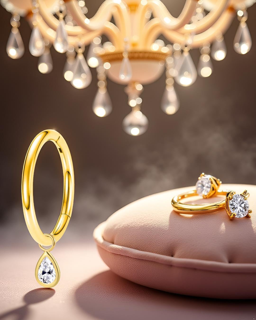 316L 16G Clicker Rook Earrings Gold Plated Rook Piercing Jewelry Stainless Steel Dangling Helix Eyebrow Piercing Rings - Image 3