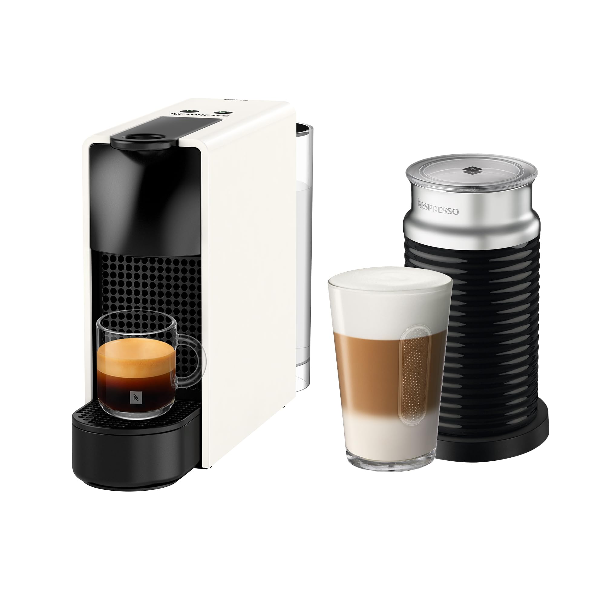 Nespresso Essenza Mini Coffee Machine with Aeroccino, White