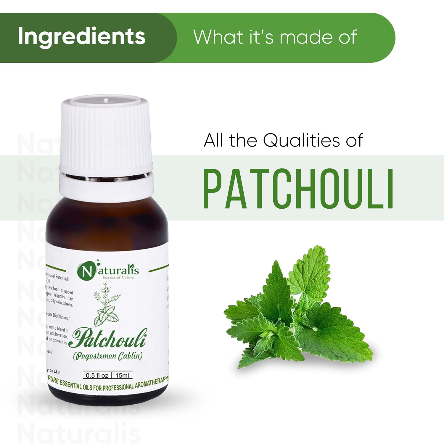 Naturalis Essence of Nature Patchouli Essential Oil Undiluted Pure and Natural Therapeutic grade for Skin Care, Hair Care and Aromatherapy - 30ml 1