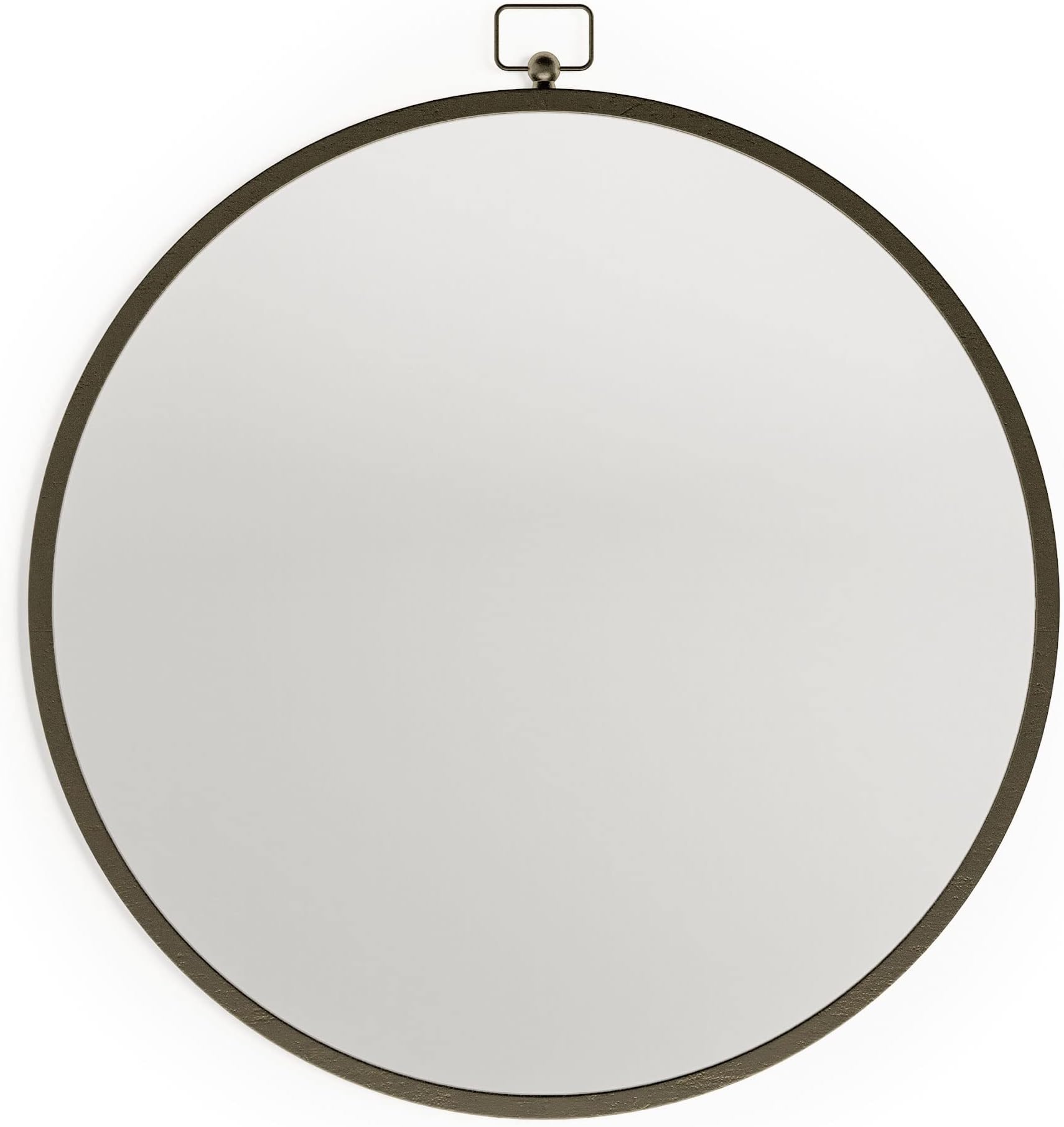 Barnyard Designs 61cm Large Round Circle Wall Mirror with Metal Frame, Decorative Mirror for Bathroom Vanity or Home Wall Decor, Iron Metal Grey