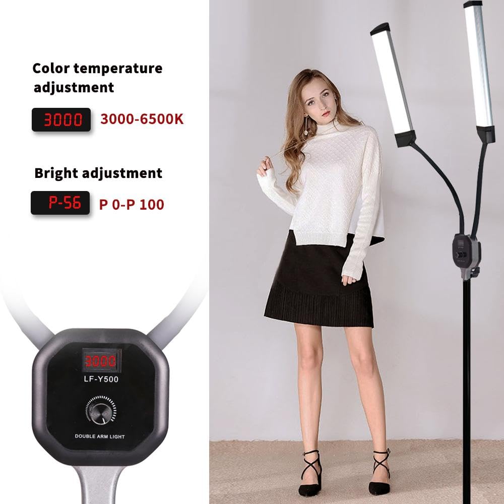 50W dimmbares LED Videolicht Fotografie Licht-Set Studio Beleuchtung mit Stativ und Tragtasche für Make-up, Wimpern, Augenbrauen, Tattoo, 3000-6500K,CRI 90+