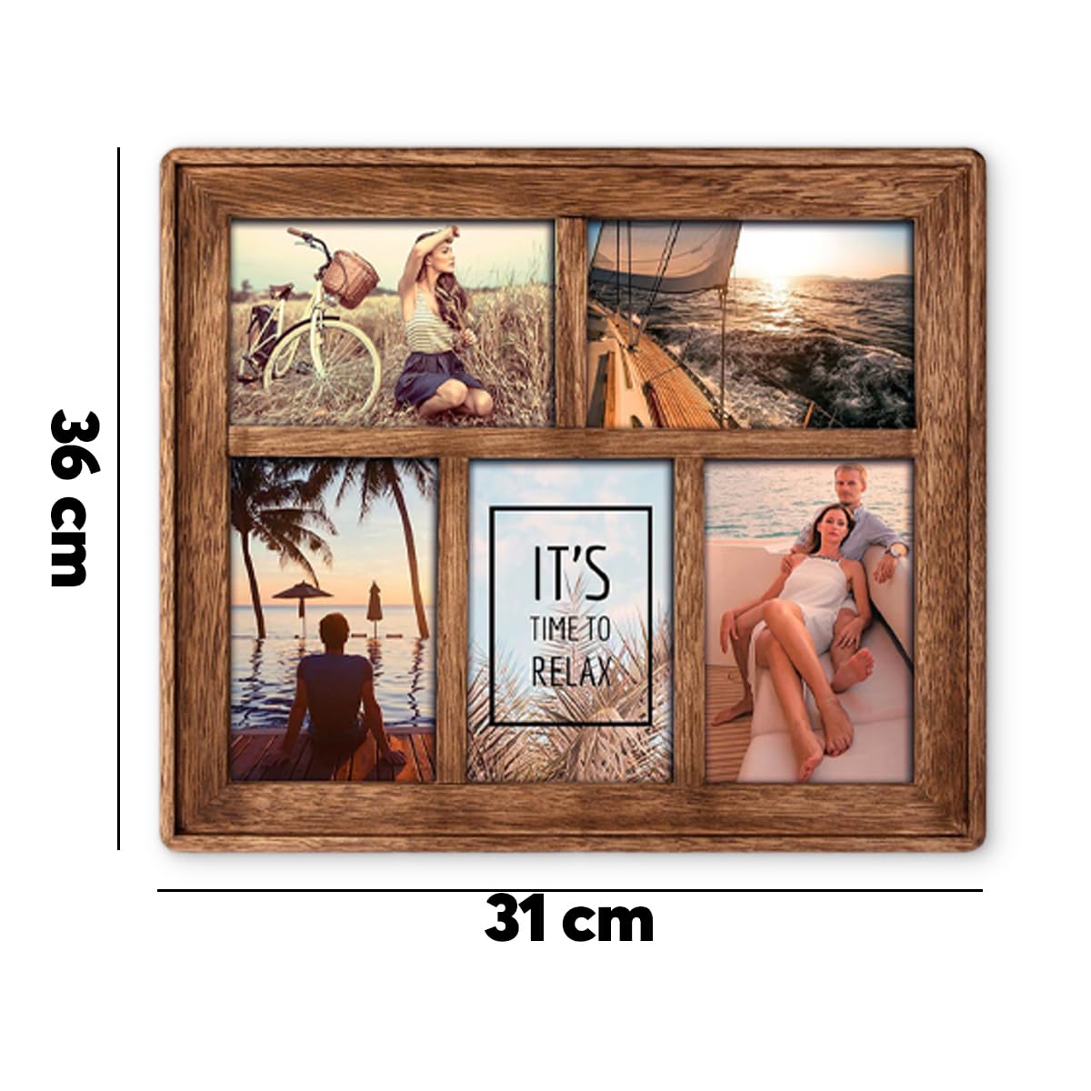 Cornice Per Collage Di Foto Rustic Per 4 + 1 Foto 4x 10x15 1x 10x10 Cm Colore Naturale Vetro Standard 2040410