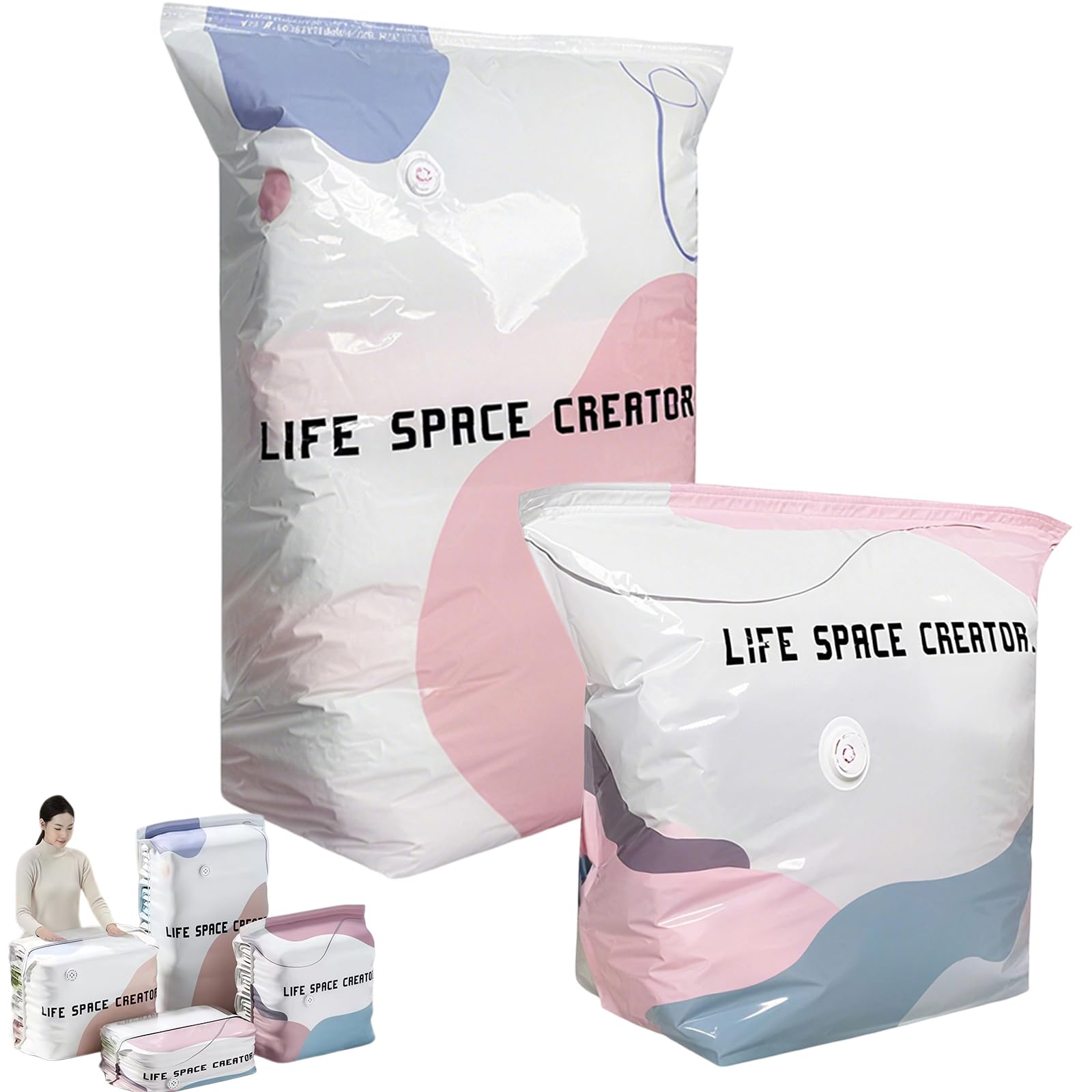 Bolsas de almacenamiento al vacío, bolsas de sellado al vacío para ropa, mantiene los artículos secos y libres de polvo, ideal para almohadas, edredones, mantas, viajes, 4 paquetes medianos