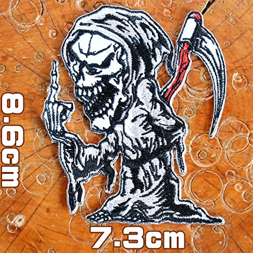 Amazon.co.jp: 刺繍 アイロン ワッペン【死神DEATH】タテ8.6cm ヨコ7.3