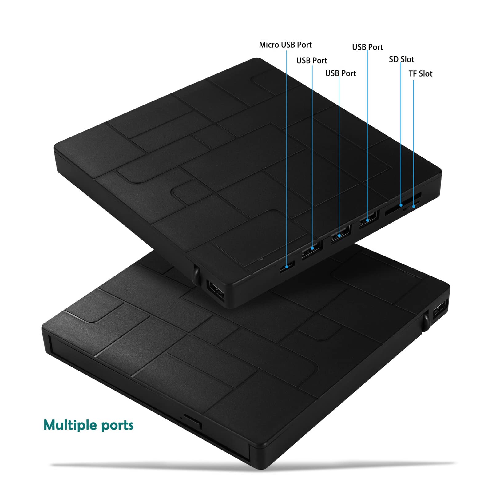 Grabadora de DVD Tipo c Unidad óptica móvil USB3.0 Tarjeta multipuerto Unidad óptica Externa de Interfaz Dual