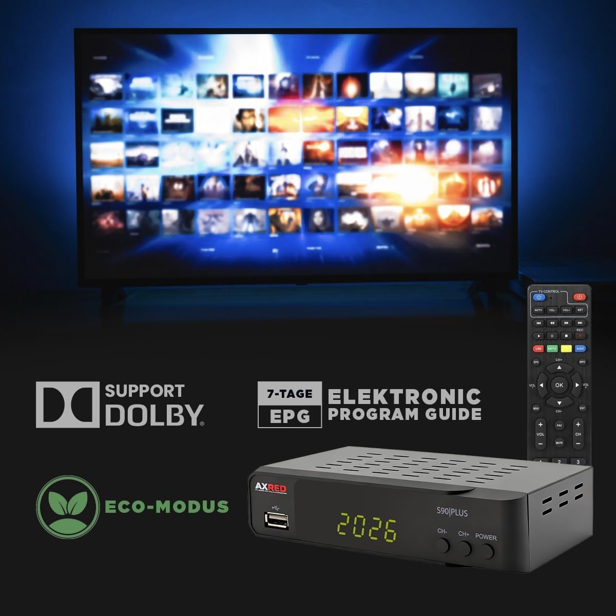 [ Test MOLTO BUONO, Note 1.1 *] AXRED S90 Plus HD ricevitore satellitare + cavo satellitare, con funzione di registrazione, compatibile HD, ricevitore satellitare digitale per parabola satellitare