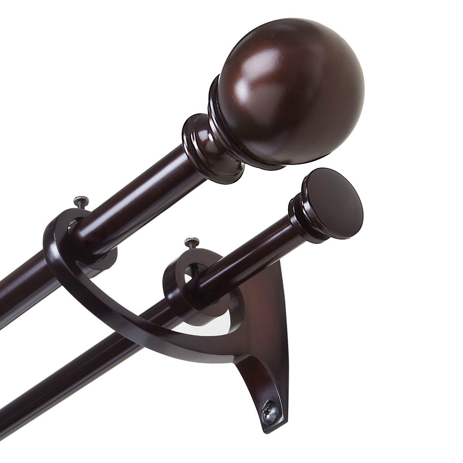 Umbra Diverge Double Curtain Rod-5/8-Inch Metal Drapery Rod Includes Finials, Brackets & Hardware, 48 to 88 Inch, Dark Bronze