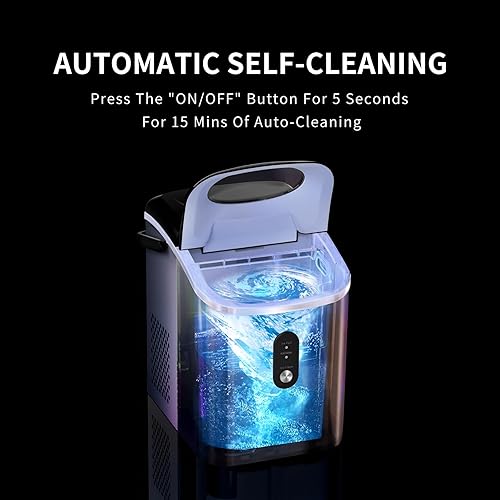 Miniatura 6 de Nugget - Máquina de hielo masticable para encimera con asa, máquina de hielo autolimpiante con cuchara de hielo, cesta de hielo, máquinas de hielo