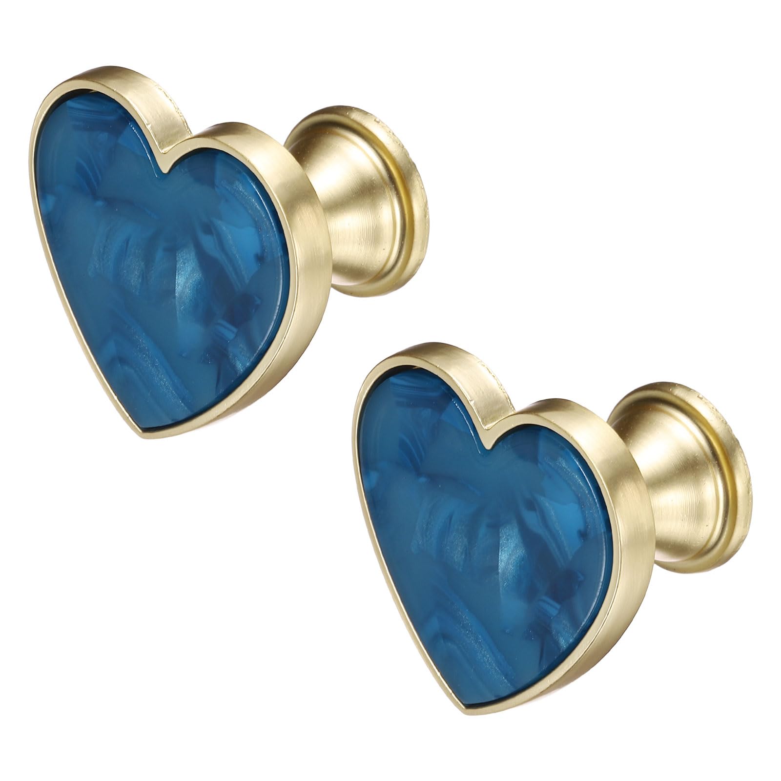 sourcing map 2Pcs Drawer Knobs, Zinc Alloy Decorative Heart-Shaped Pull Handles with Screws for Furniture Dresser Wardrobe Cupboard, Blue