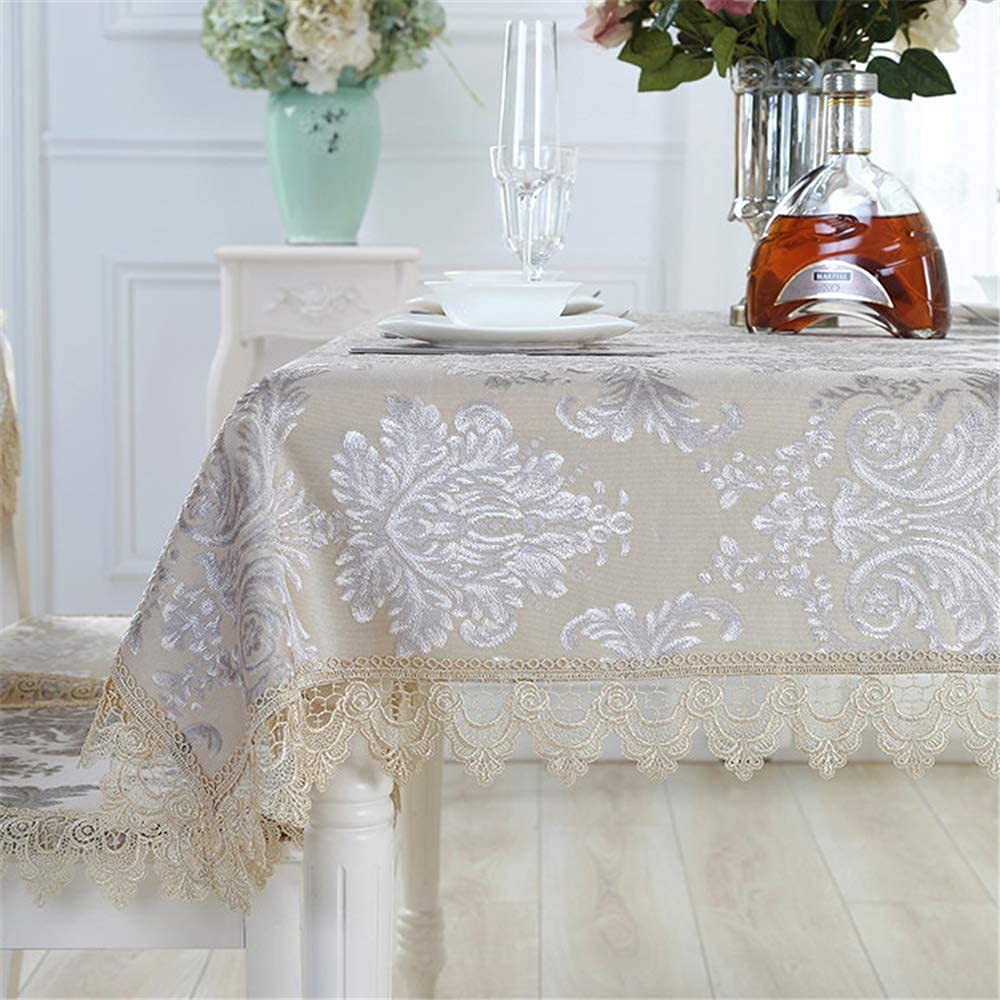 Nappe de Noël et mariage carrée 130x130cm en satin brodé pour table de fête chic