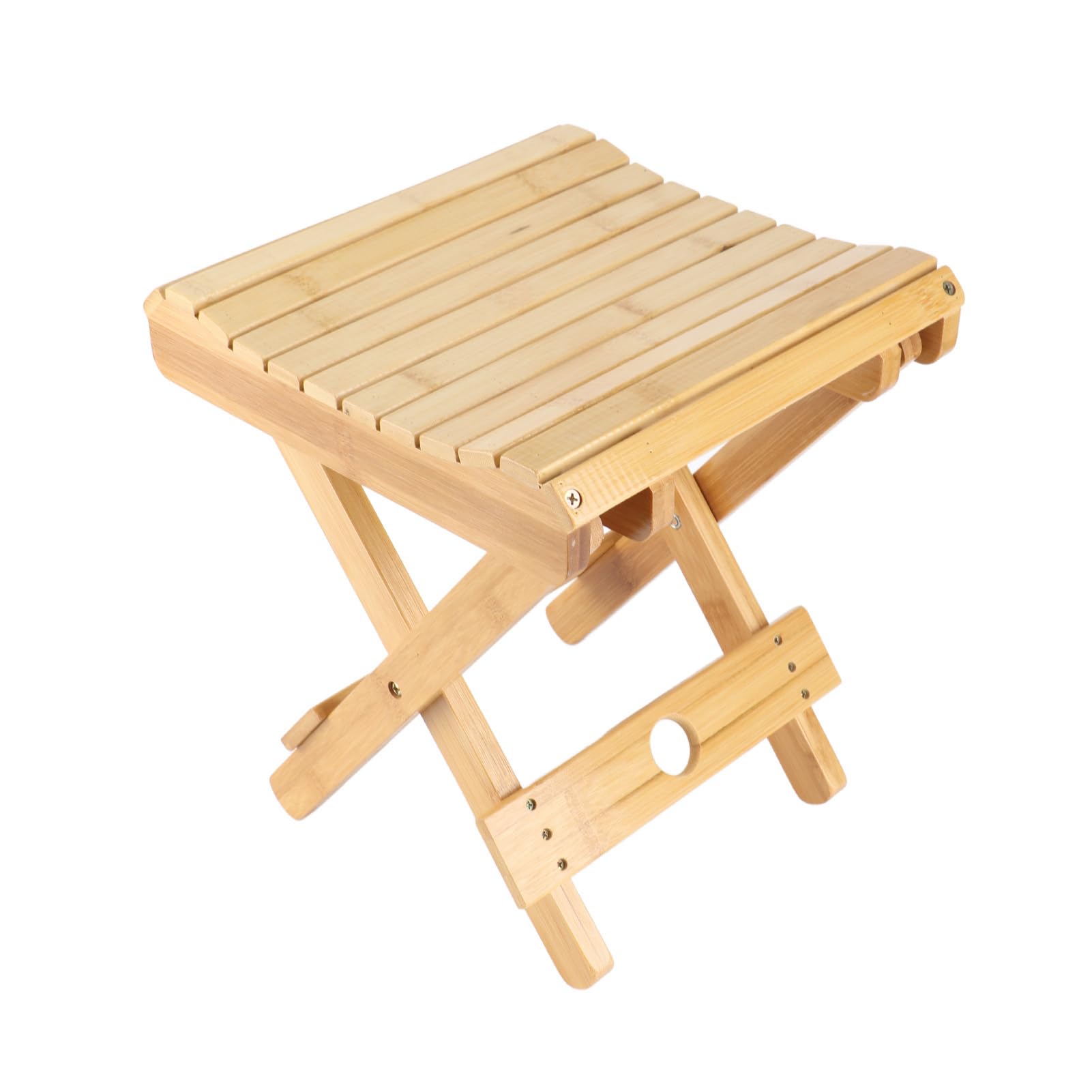 Brrnoo Taburete Plegable de bambú con Esquinas Curvas Antirrayas para Baño | Adecuado para Afeitado, Sauna, Spa, Patio y Viajes, Pintura a Base de Agua No Tóxica, Material de bambú Resistente