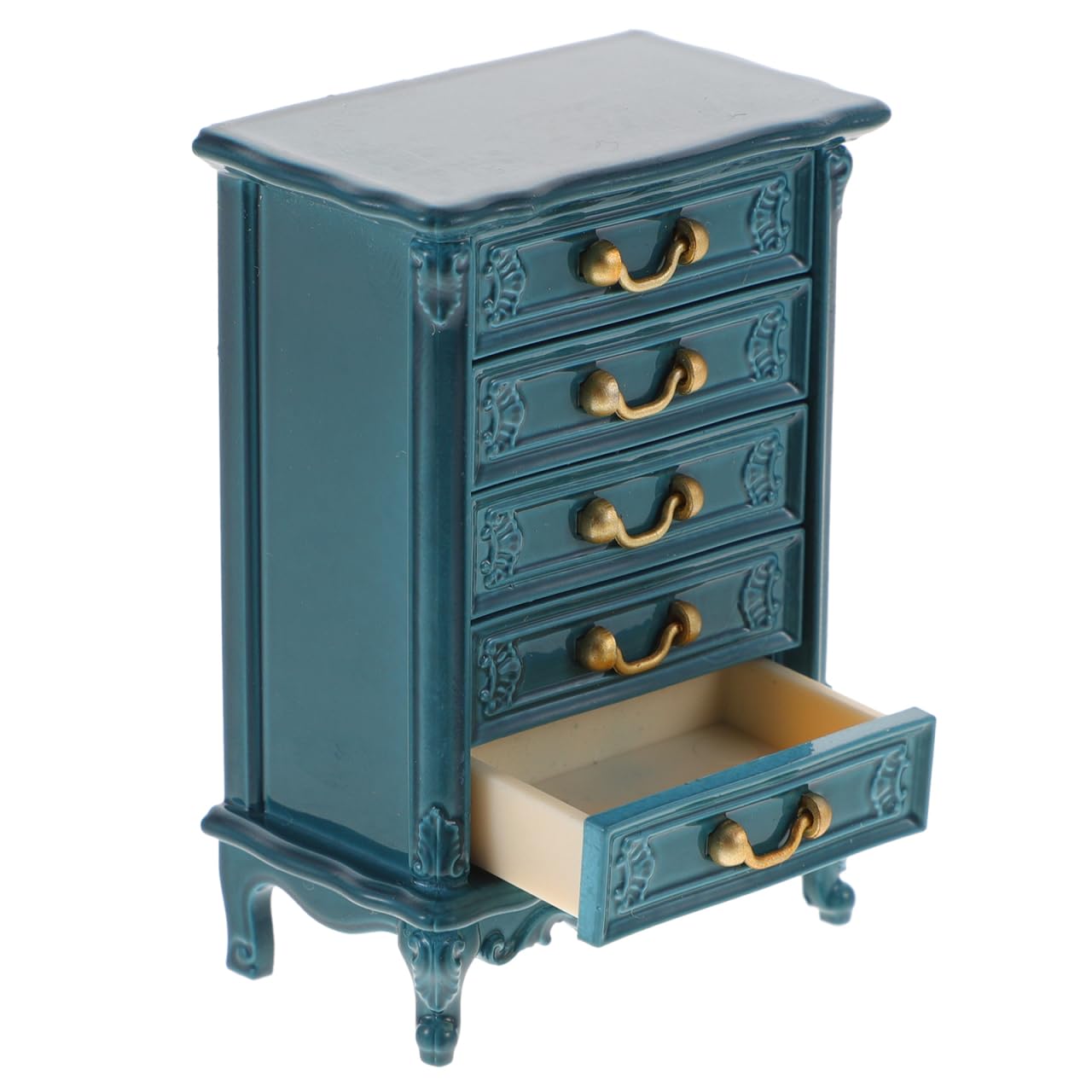 Toyvian Dollhouse Cabinet Miniature Drawer Cabinet 1:24 Scale Mini Wood Cabinet Wooden Storage Dresser for Dollhouse Furniture Pretend Play Props