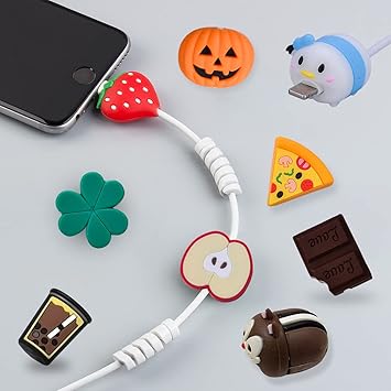 KACA Silicone Cute Charging cable Wire Protector, Cord Protection Compatible For Android Usb, Type-C And Camera Cable/Smartphone/iPhone Charging Cables- (Ramdon Design) Set Of 3