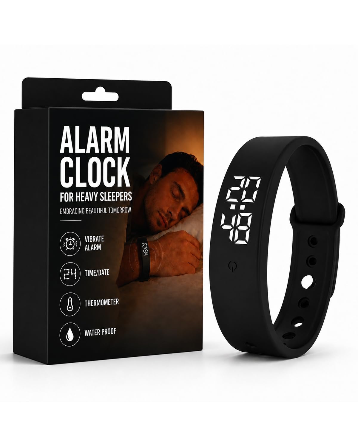 Vibrationsalarm-Armbanduhr für schwere Schläfer, passend für Gehörlose Menschen, tragbarer Vibrations-Handgelenk-Alarm, wasserdicht, leiser Alarm, für Damen und Herren
