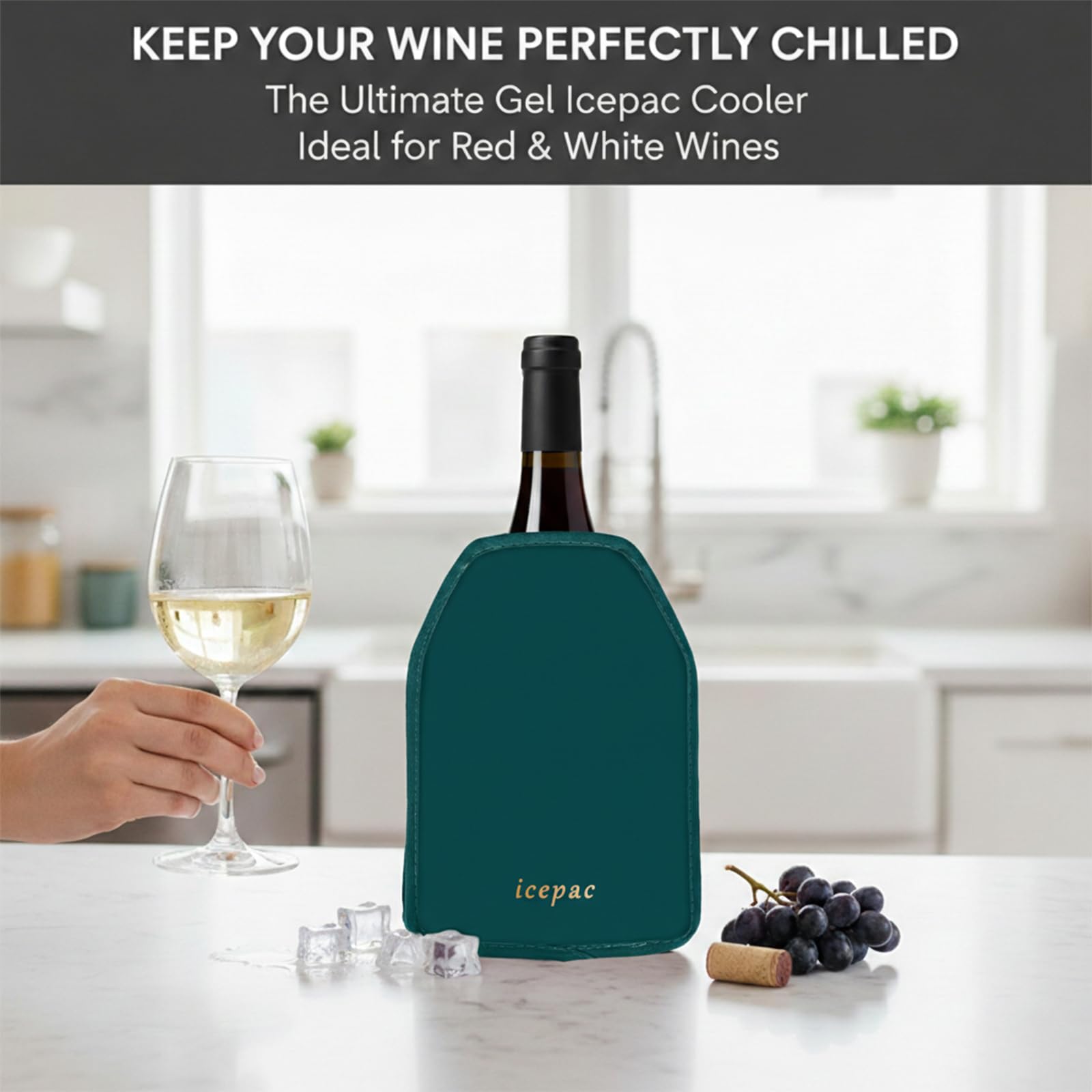 Wine Cooler Sleeve, Wine Bottle Gel Cooler Sleeve Freezer Chiller, Long Lasting Keep Wine Cool and Chill Sleeve for Prosecco Champagne Beer Wine Bottles(1PCS Blackish green) — Amazon image 5