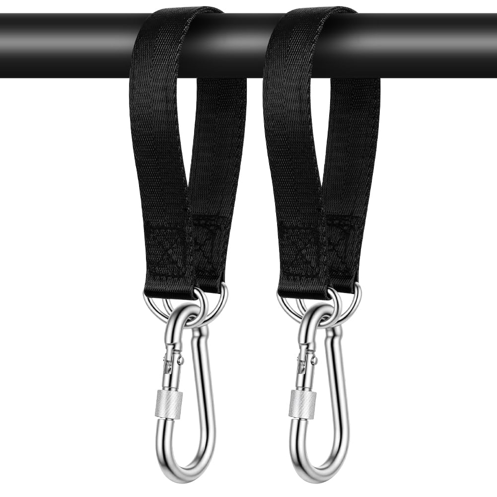 vsshe Tree Swing Straps Hanging Kit Straps 2 Sets, 30cmx 2.5cm Heavy Duty Hanging Straps, Adjustable Hammock Tree Strap with 2 Carabiner and D rings Hanging Kit Straps for Tree Swing Camping Hammock