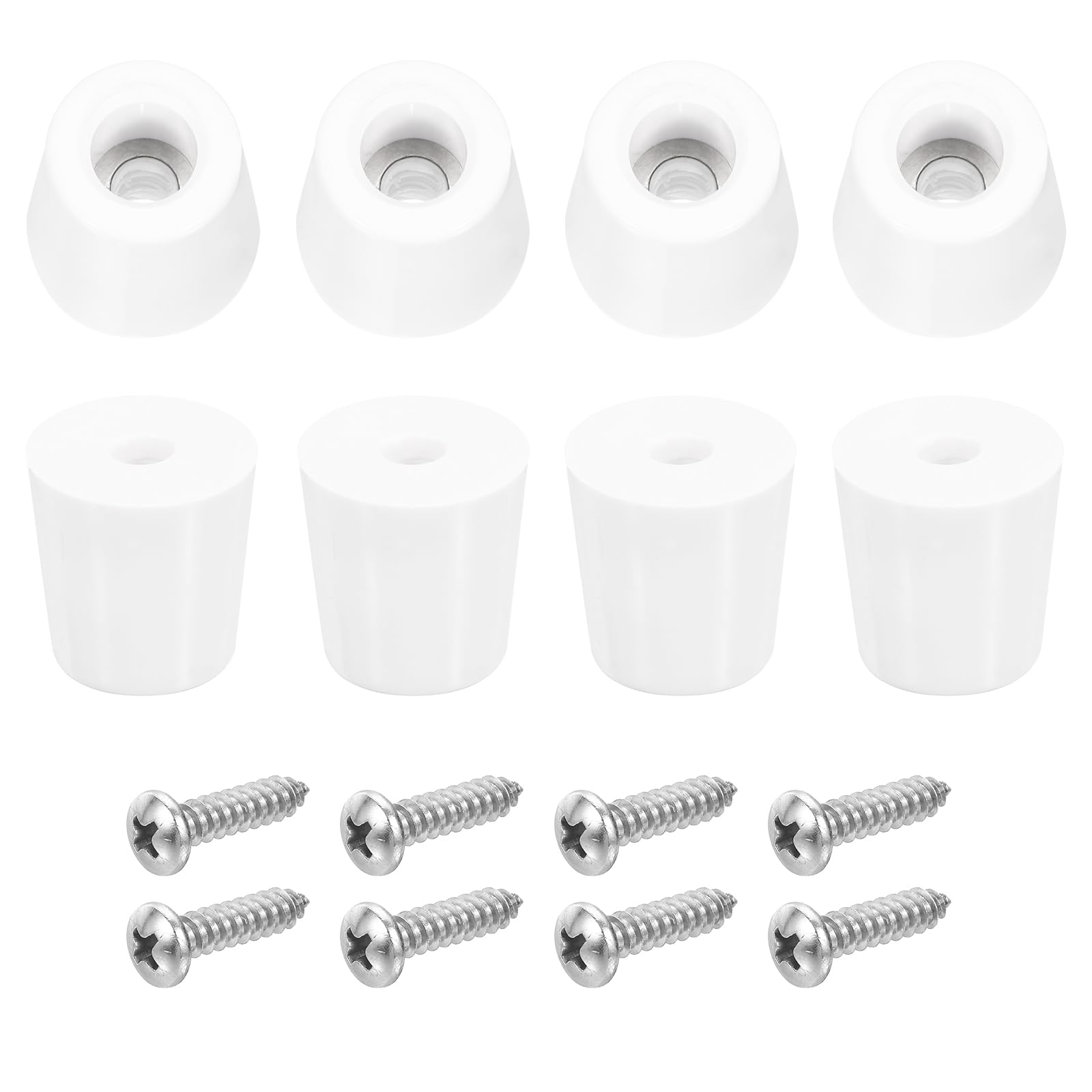 uxcell 8Pcs Rubber Bumper Feet, 20mm H x 20mm W Round Pads with Stainless Steel Washer and Screws for Furniture Appliances, Electronics