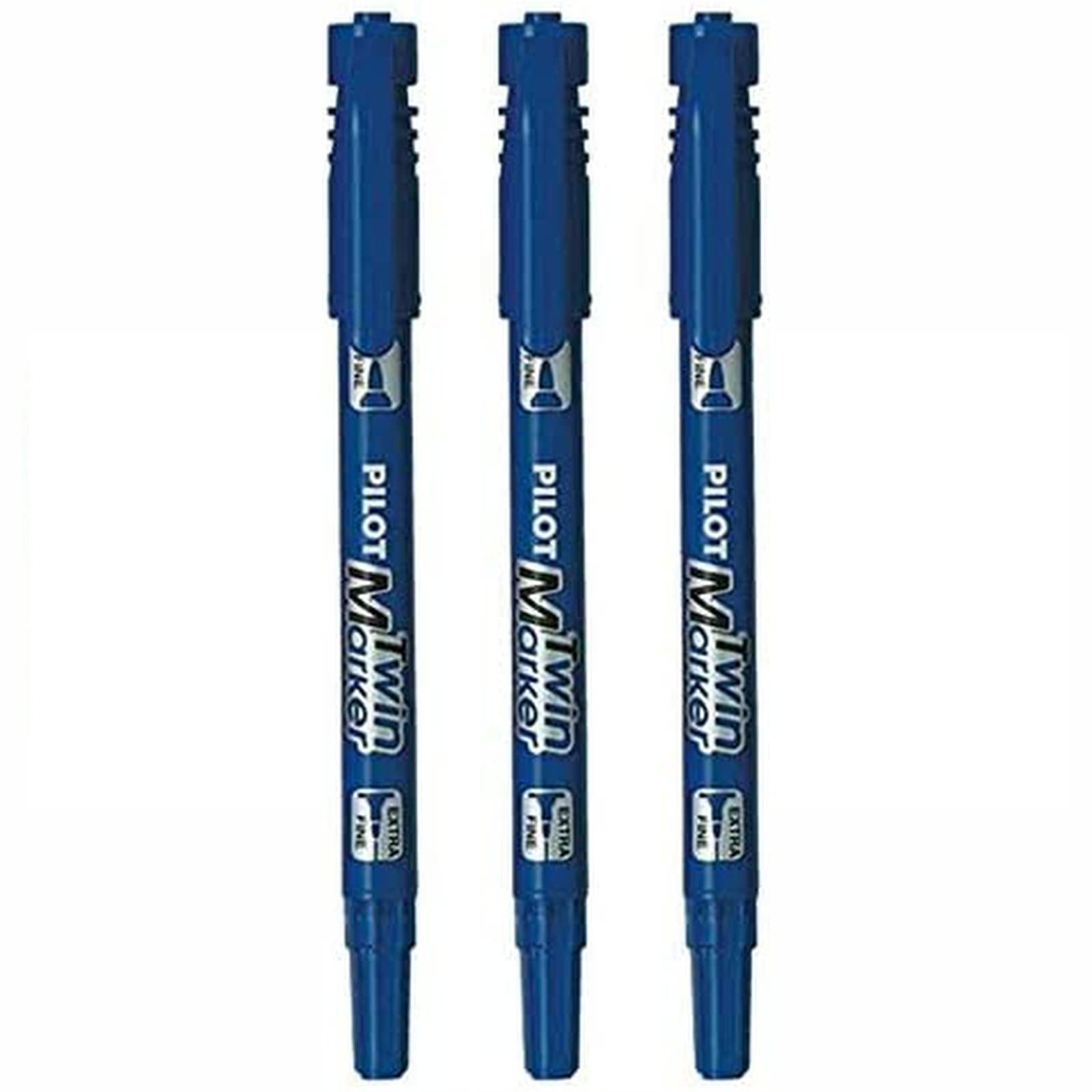 Image secondaire de PILOT Lot de 3 Marqueurs TWIN MARKER indélibile bleue 2 pointes ogives:fine et moyenne