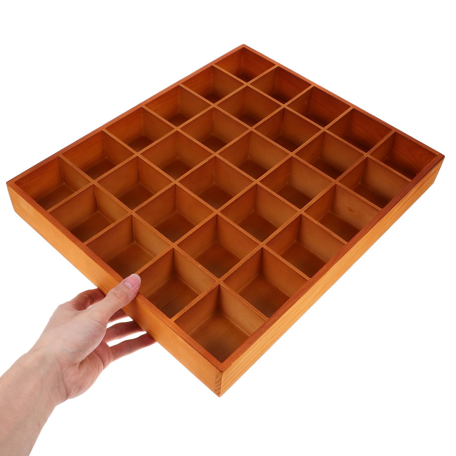 POPETPOP Scatola di Legno Marrone 30 Scomparti, Organizer Elegante per Calzini e Accessori, Massimizza lo Spazio e Dura