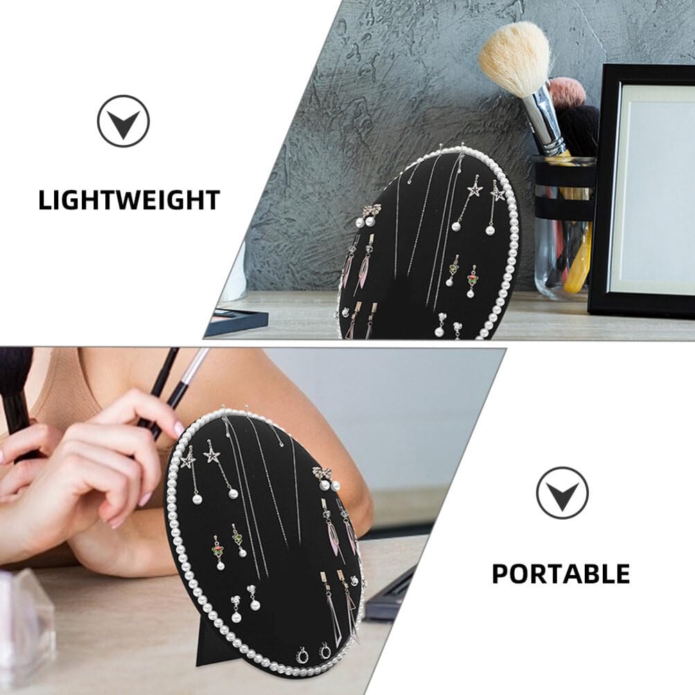 Présentoir Mural Ovale pour Boucles D'oreilles, Support de Rangement Noir