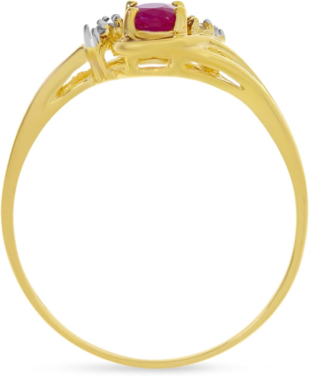 10k Yellow Gold Oval Ruby And Diamond Ring