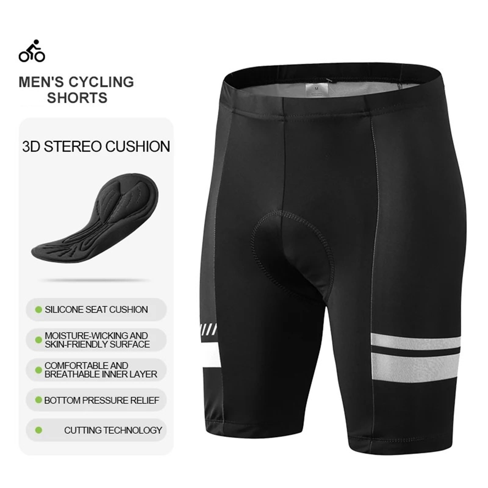 Fahrradhose Radlerhose for Herren, 3D-Gel-Polsterung, Rennrad-Shorts for Herren, schnelltrocknend, Radsport-Hose(XXXL)