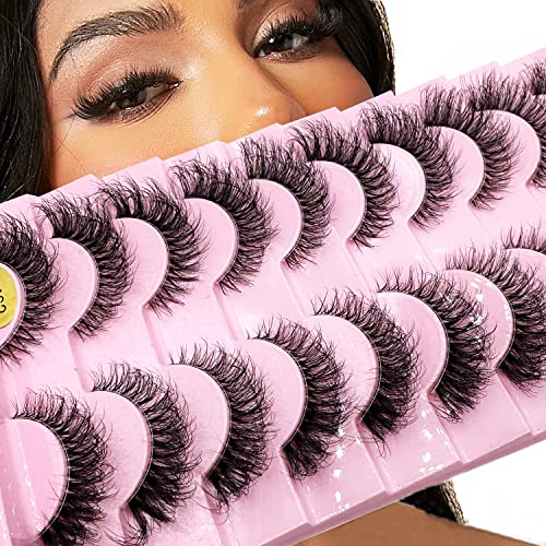 AMSDCN Wholesale 10 pairs Natural Long Fake Eyelashes cilios 3d Faux Mink Lashes Fluffy eyelashes Makeup Cat Eye Lashes maquiagem (10pairs-M62)