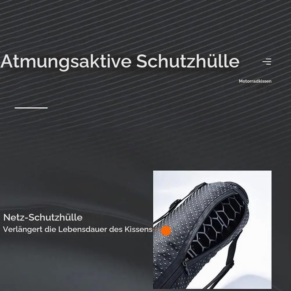 NEWFUN Motorrad Sitzkissen,Gelkissen Motorrad,Motorrad Faltbares Sitzkissen Stoßdämpfend,Universelles Atmungsaktives Moto Sitzkissen, Mit Innovativer Gelkissen Stoßdämpfung Sitzschutz Bequem für Lange