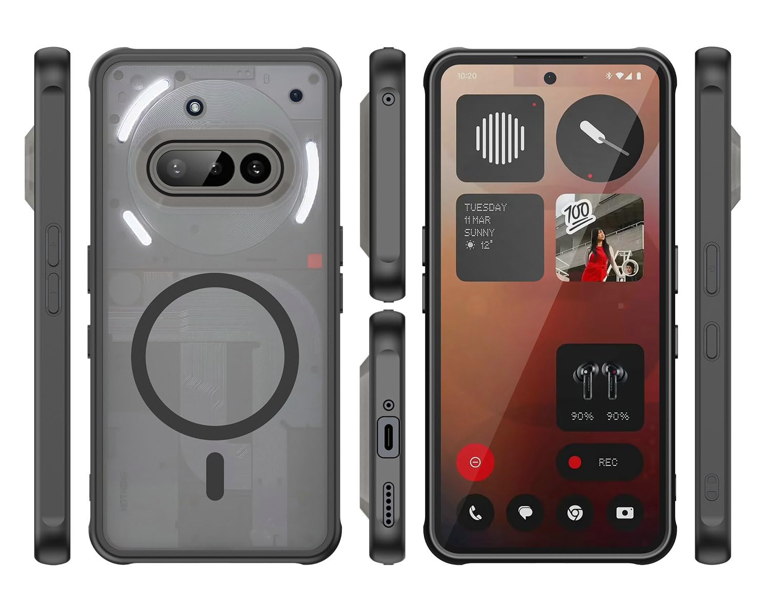 Compatible with Nothing Phone (3A) Case Cover,Compatible with MagSafe,Anti-Fall,Compatible with Nothing Phone 3a A509 Shock-Absorbing Protective Case Black