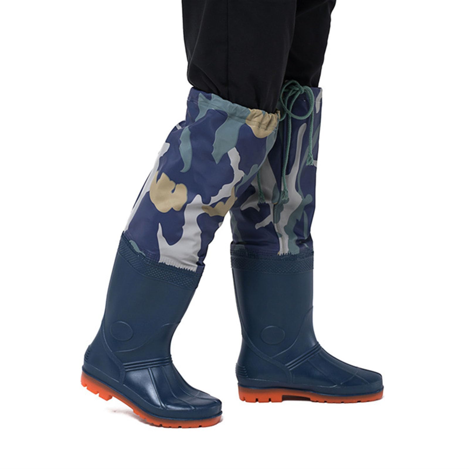 Watstiefel Camouflage Langstiefel für Männer Hüftstiefel Wasserdichte Anti Rutsch-Regenstiefel Für Angeln Jagd Lange PVC-Angelschuhe Rutschfeste Wathose Rain Boots