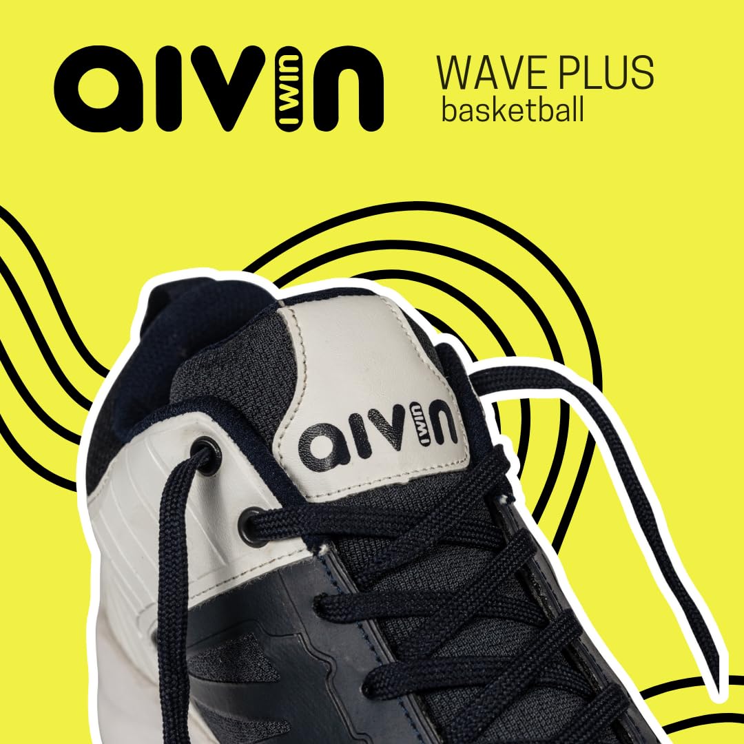 Aivin Wave Plus Basketball Shoes | Durable TPU & Synthetic Leather | Breathable Mesh | Cushion EVA Comfort | Non-Marking Rubber Outsole | Sizes 6-12 | Neutral Arch | for Basketball (Blue/White, UK Footwear Size System, Adult, Men, Numeric, Medium, 7) 1