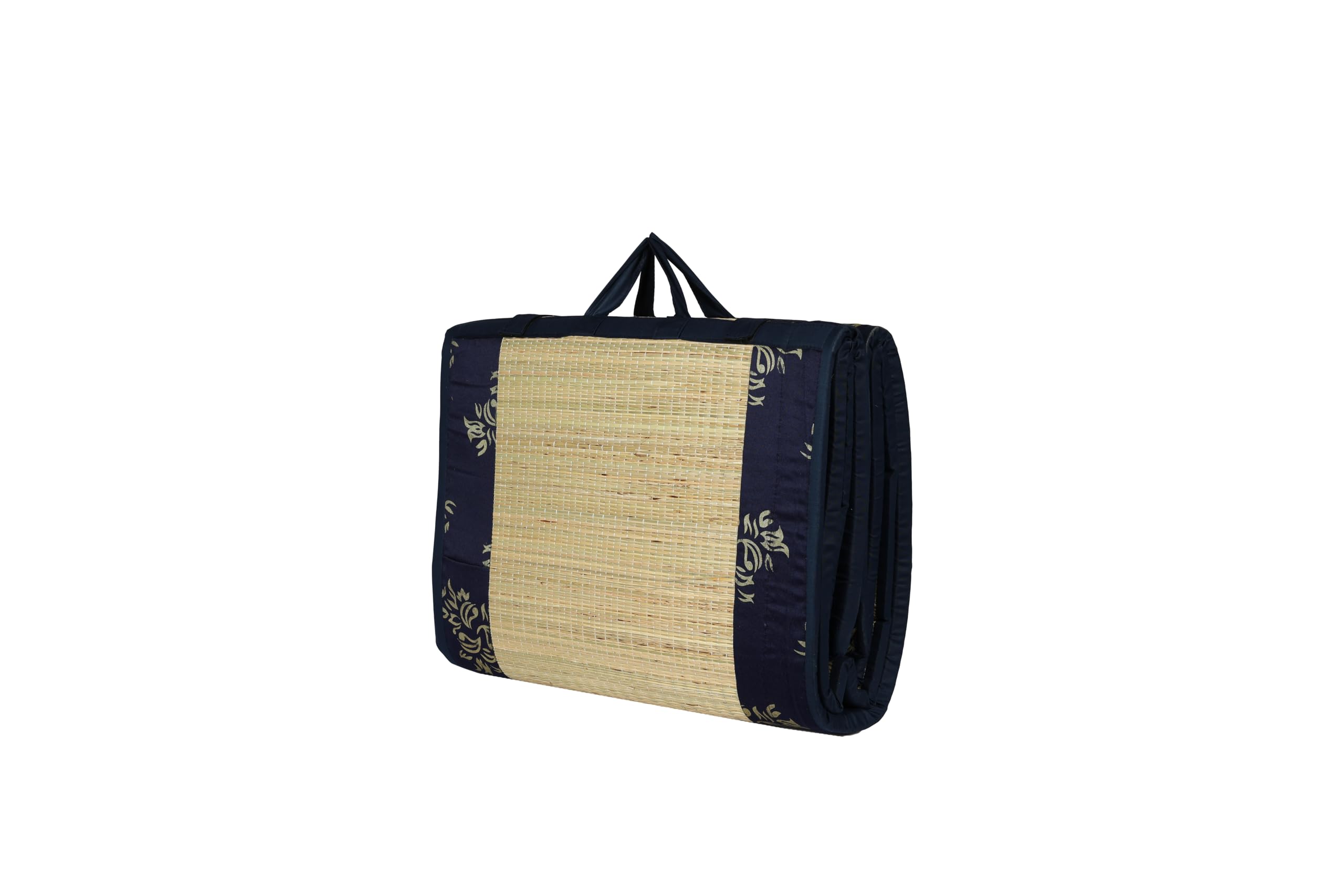 CRAFT OF INDIA Cotton Cushion Sleeping Foldable Mat (4 x 6 ft,Blue Gold)-image-18