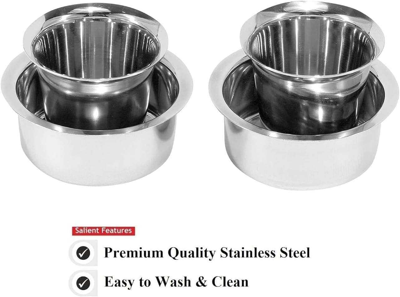Stainless Steel Dabara Set – South Indian Coffee Tumbler, Set of 2