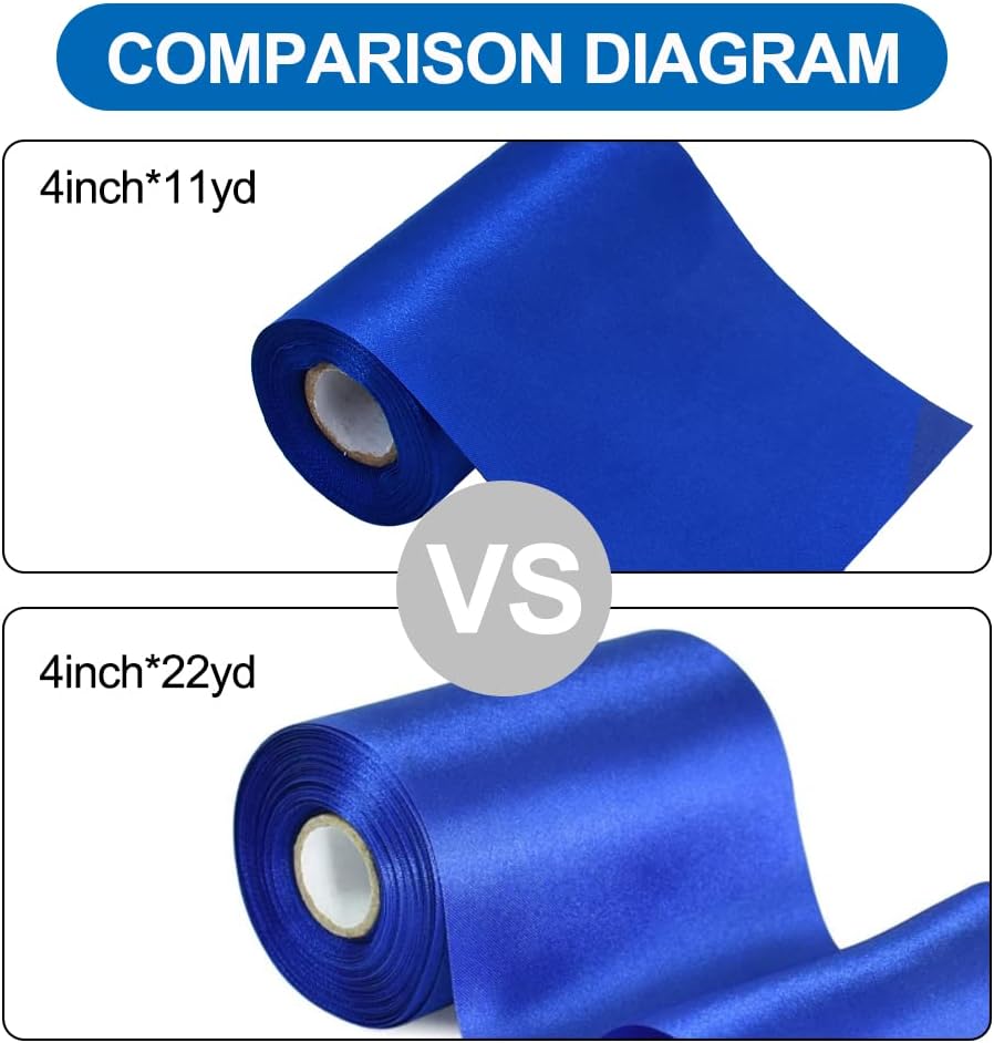 TONIFUL Wide satin ribbon-for Gift Wrapping Christmas Tree Halloween Thanksgiving Wedding Car Chair Pageant Sashes Grand Opening Festival Party Decor-Blue Ribbon-4 Inch x 11 Yards - Image 5