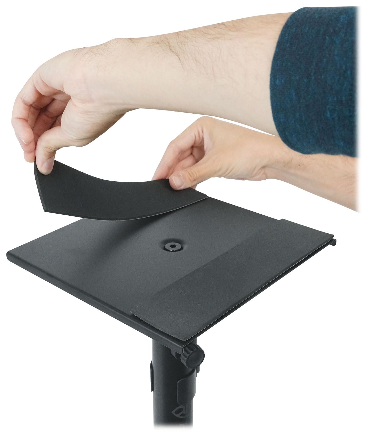 Rockville RSM3 - Coppia di supporti per altoparlanti per monitor da studio, base robusta, pulsante, senza perni, altezza regolabile, Air Assist, ideale per casa, studio