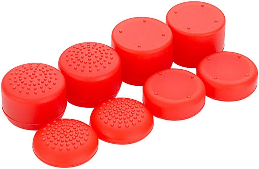 eXtremeRate Red Sweat Free Anti-Slip Pack of 8 Silicone Rubber Precision Platporm Raised Analog Sticks Thumb Grips for PS4 for PS4 Slim for PS4 Pro Thumbsticks