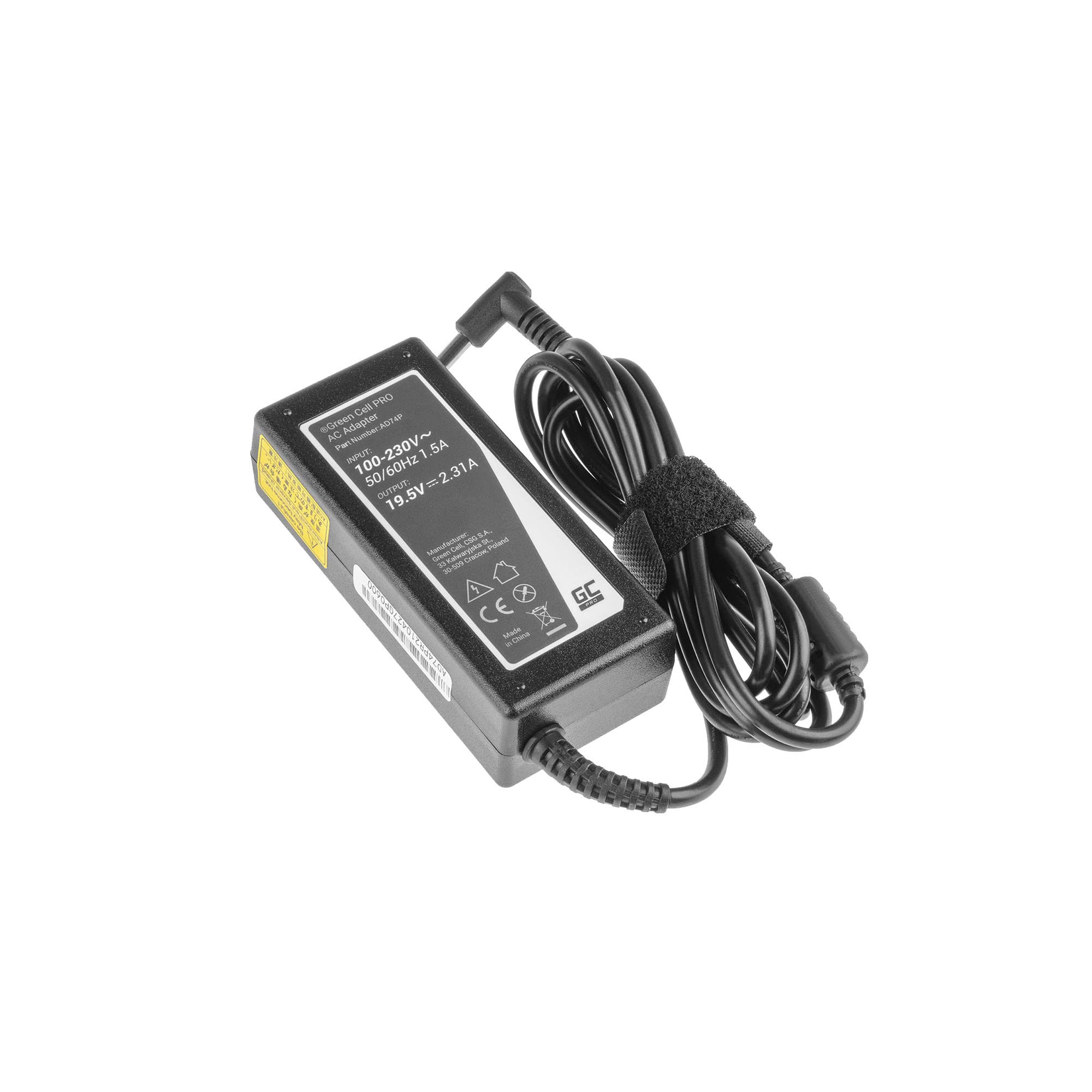 Green Cell Caricatore per laptop HP 250 255 G2 G3 G4 G5, HP ProBook 450 650 G2 G3 G4 con cavo di alimentazione (19.5V 2.31A 45W) colore: nero