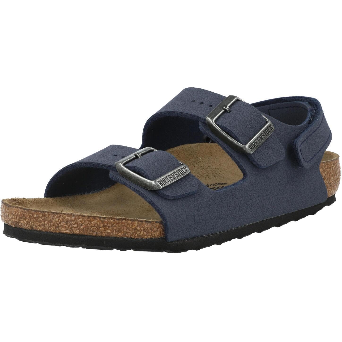 Birkenstock Milano 1030427 - Sandalia azul marino para niño y niño, doble hebilla y , corcho y piel