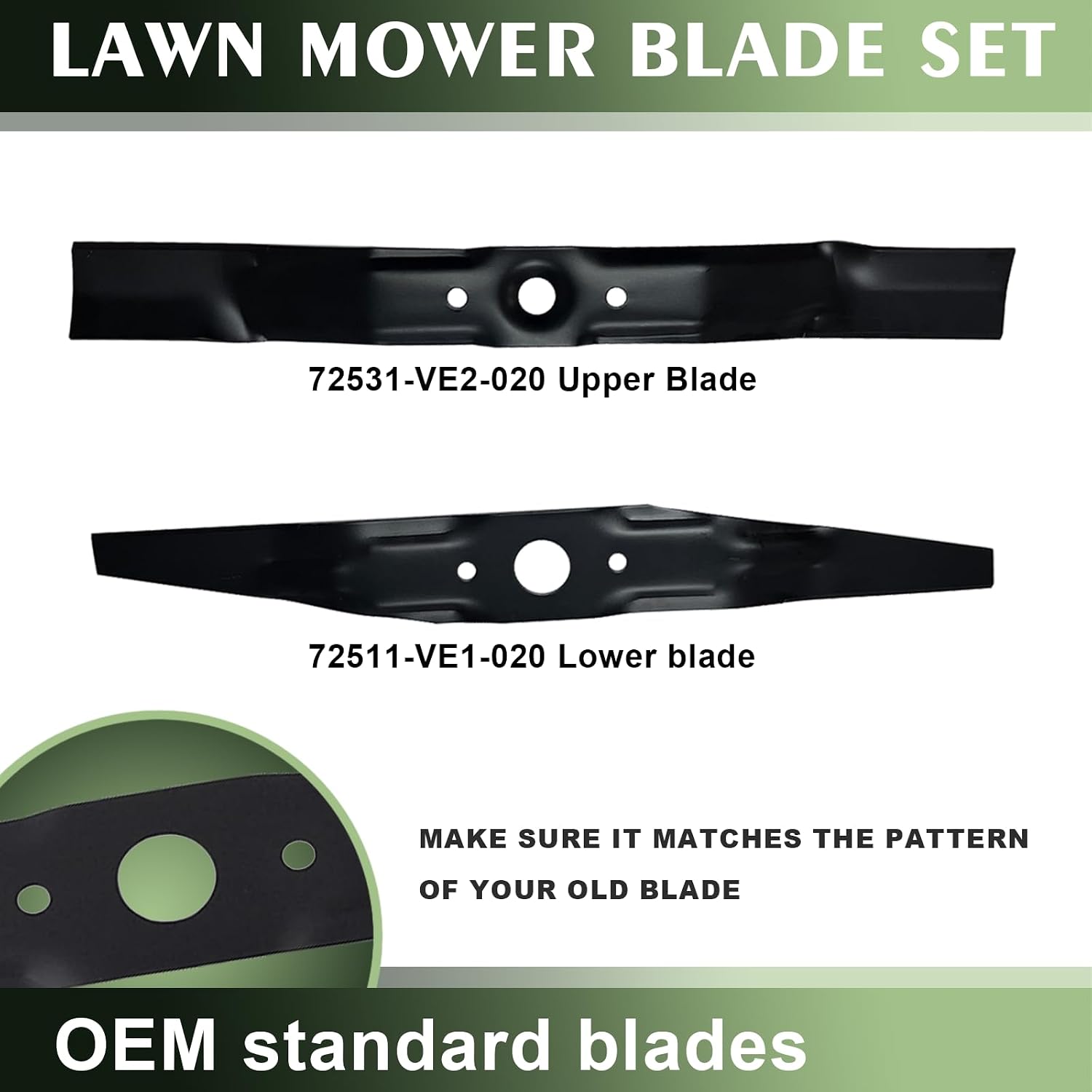 72511-VE1-020 & 72531-VE2-020 Lawn Mower Blade Set,Fits for 21" Cut Lawn Mower for HRB215 HRB216 HRB217 HRM215 HRR216 HRS216 HRT216 HRZ216-Replace 72511-VE1-010(Upper),72531-VE2-010(Lower)