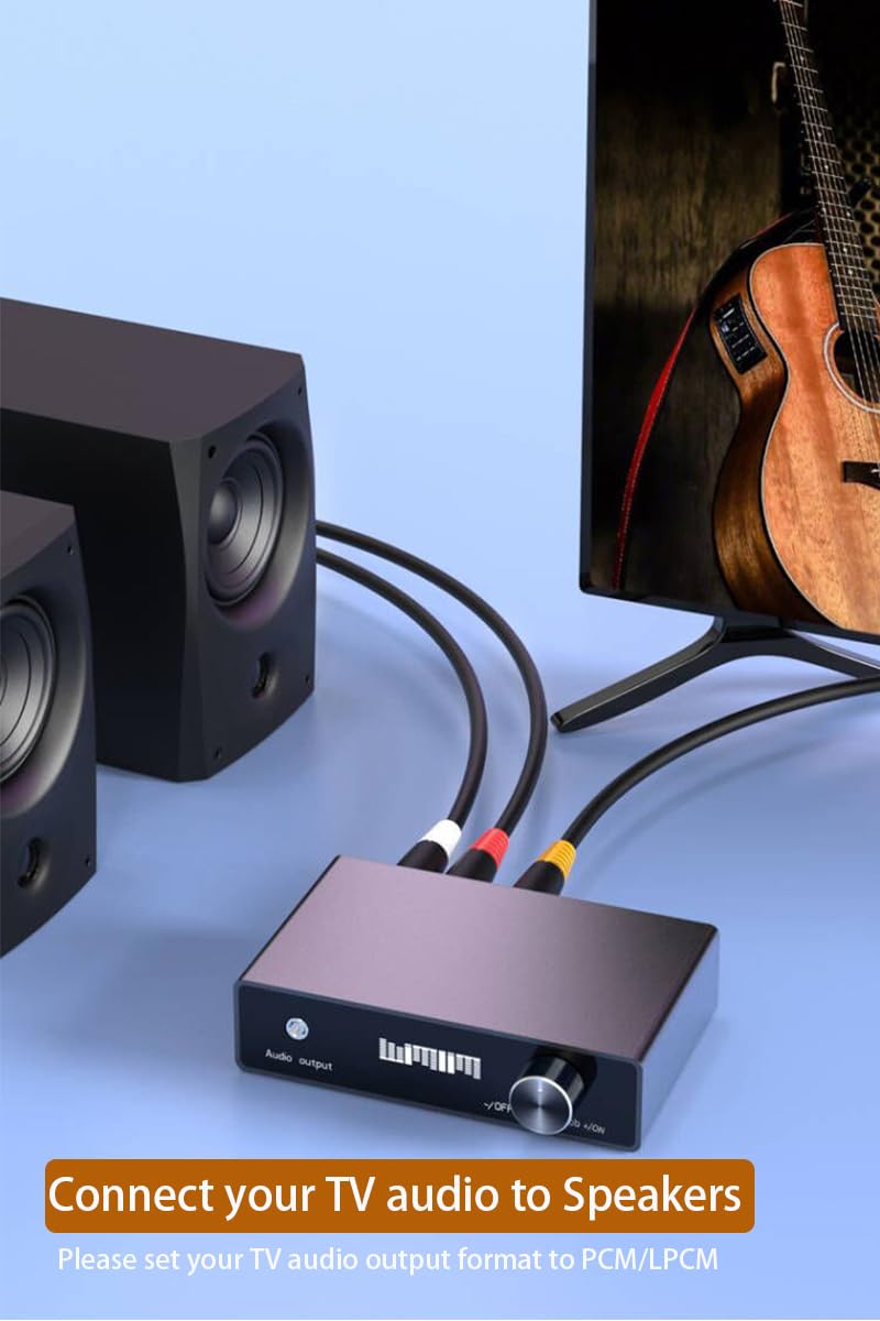 Convertitore audio DAC con controllo del volume, adattatore da ottico / coassiale a RCA / AUX da 3,5 mm, in alluminio argento di alta qualità, 192 KHz 24 bit da digitale ad analogico, decoder audio