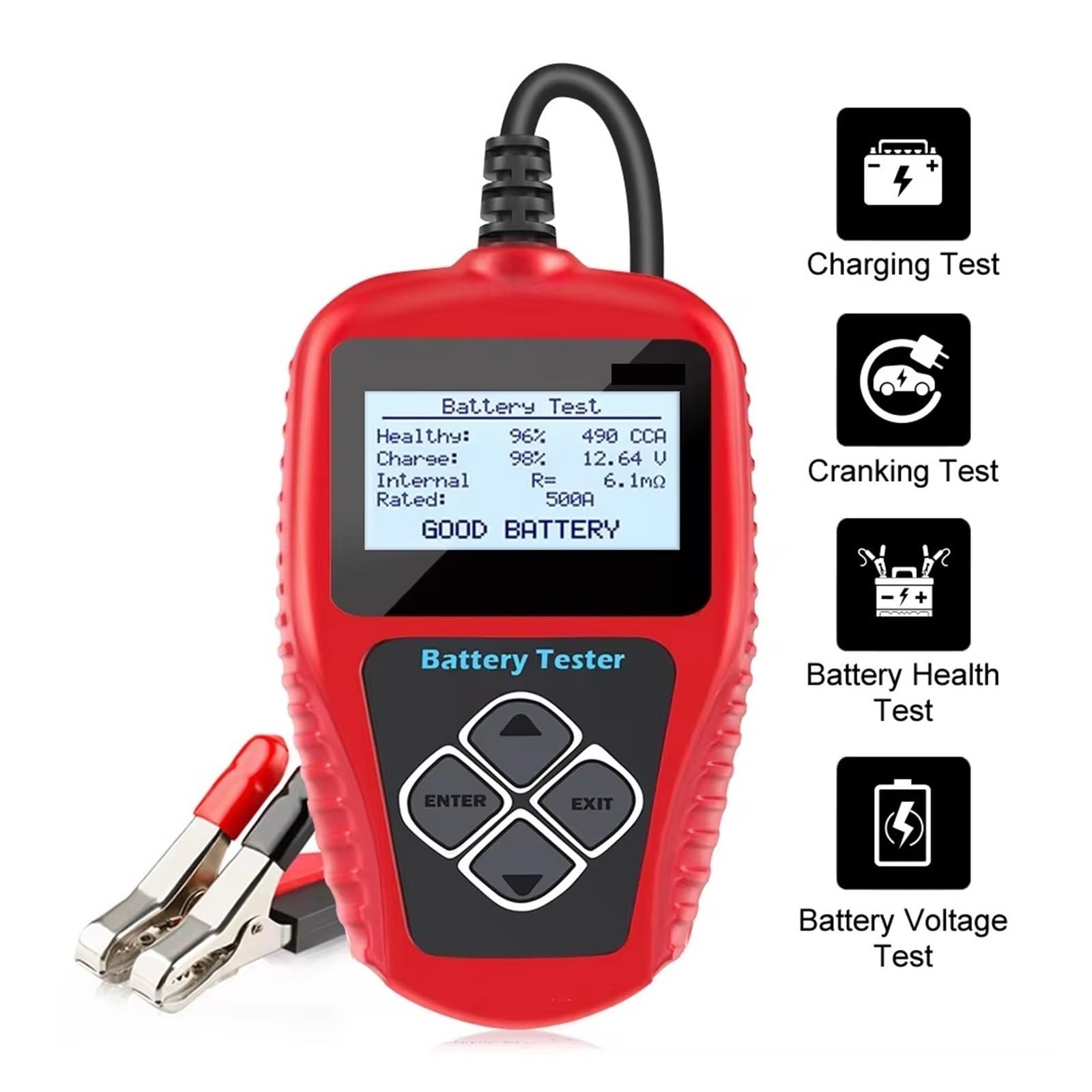 Analizador De Batería Coche 12 V, Comprobador Carga Automotriz, Circuito 100-2000 CCA, Herramientas Diagnóstico Detección Rápida Precisa