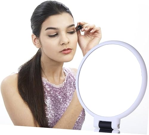 Miniatura 10 de Beaupretty Espejo de tocador LED de viaje, espejo de maquillaje portátil, espejo de maquillaje 10x, espejo de aumento de mano, espejo de maquillaje,